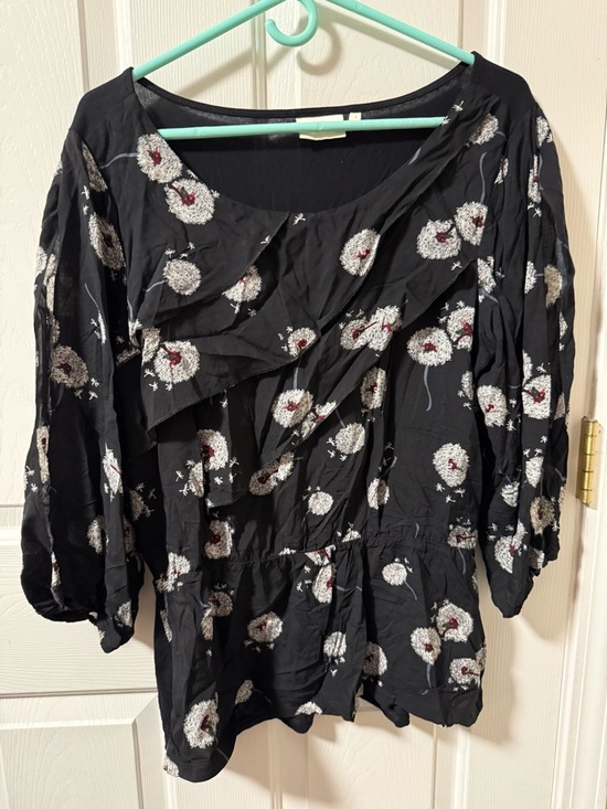 Deletta Tops - Anthropologie Deletta Wished Blooms Dandelion Print Blouse Split Sleeves Flowy